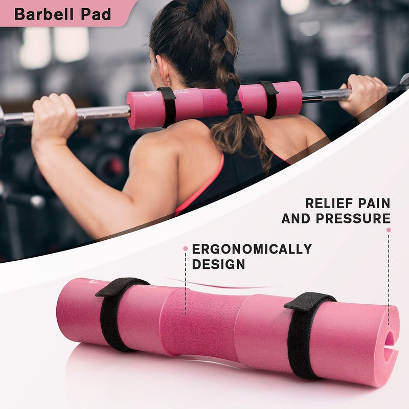 RitFit Upgraded 7 Pack Barbell Squat Pad Set with Resistance Band,2 Safety Straps,2 Gym Ankle Straps and Carry Bag,Workout for Lunges, Hip Thrusts,Protect Neck Shoulder(Pink) - Image 4